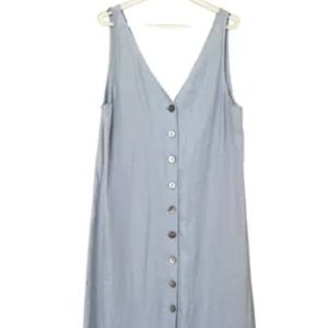Reformation Linen Button Front Maxi Dress - Light Blue Size XS